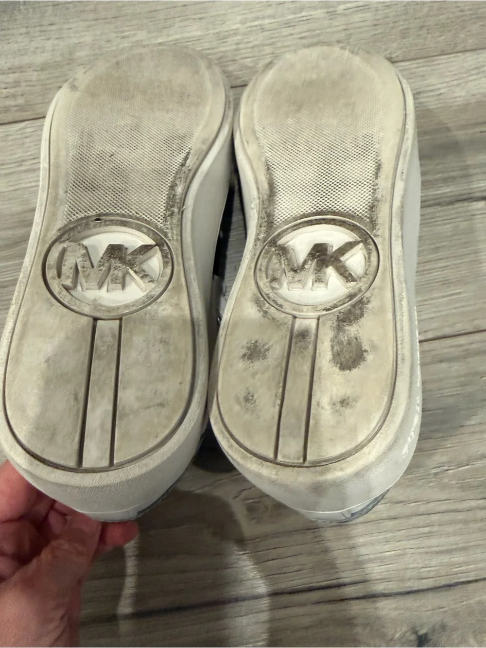 Michael Kors White Lace-Up Sneakers with Pale Ocean Snake-Print Accent
